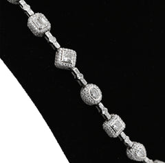 10k White Gold 58.02CTW Lab Solitaire Diamond Multi-Shaped Chain Mens 96gm