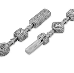 11.8MM 10k White Gold 58.02CTW Lab Solitaire Diamond Chain Mens Necklace 96gm
