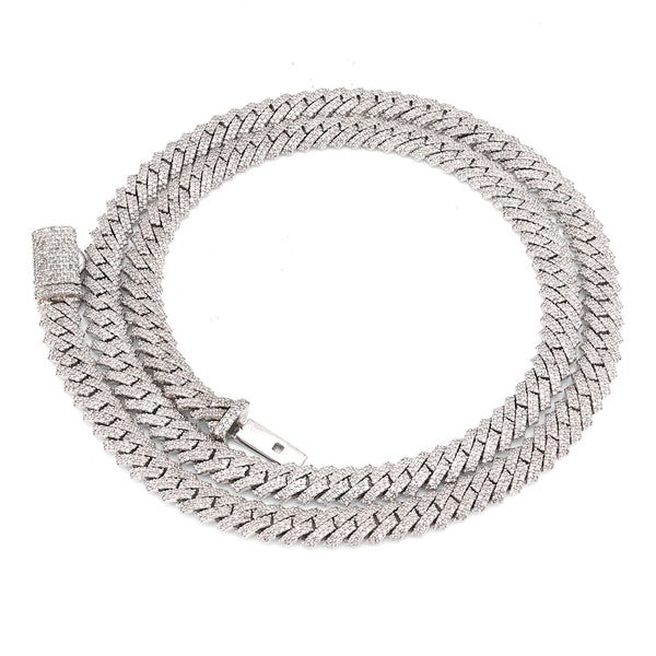 925 Snake Cuban Link 6MM Chain 7.5CT Natural Diamond Men Women Necklace