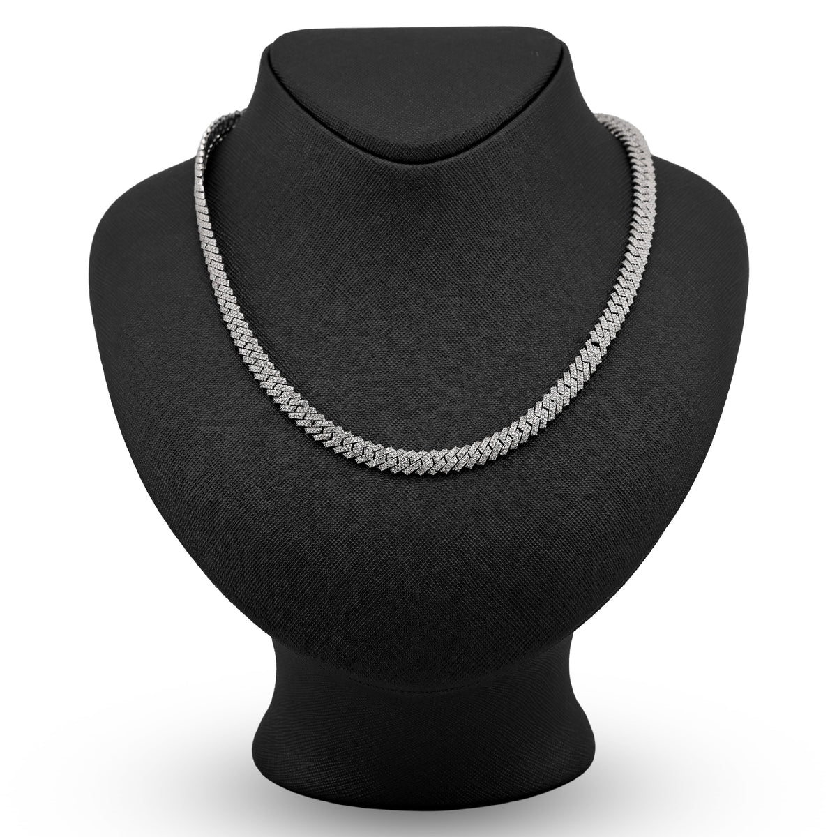6MM 925 Snake Cuban Link Chain 7.5CTW Natural Diamond Mens Necklace - 18Inches to 24 Inches
