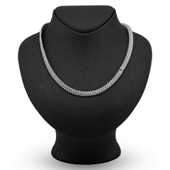 925 Snake Cuban Link 6MM Chain Natural Diamond Men Women Necklace 18-24 Inches