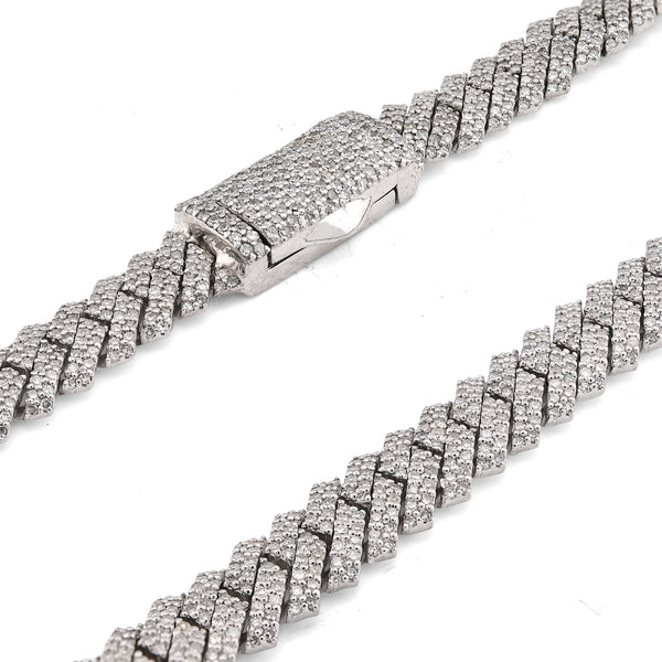925 Snake Cuban Link 6MM 4CT Natural Diamond Men Women Bracelet 8 Inches