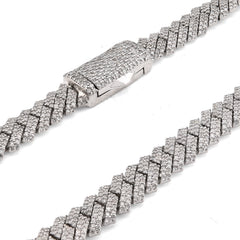925 Snake Cuban Link 6MM Chain Natural Diamond Men Women Necklace 18-24 Inches