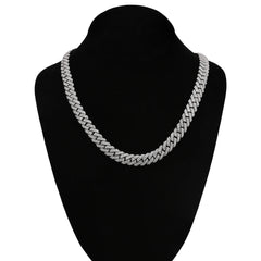 925 Silver 11MM 26.45CTW Lab Diamond Snake Cuban Link Mens Chain 21" Necklace 107gm