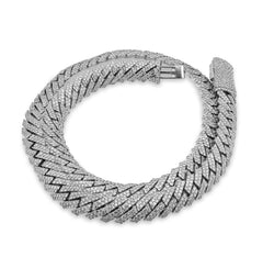 925 Silver 11MM 26.45CTW Lab Diamond Snake Cuban Link Mens Chain 21" Necklace 107gm