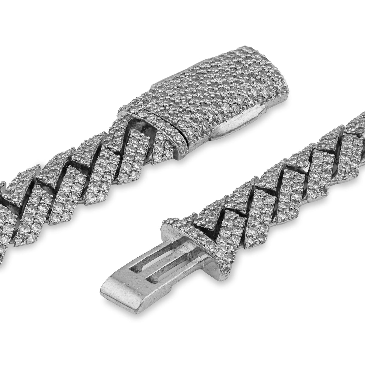 Mens 8MM 925 Sterling Silver 13.15CTW Lab Diamond Snake Cuban Link 21.5" Chain Necklace 52.9gm