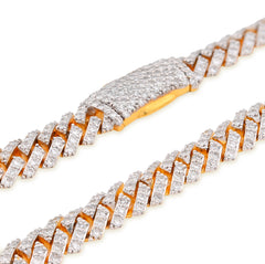 8MM 925 Yellow Silver 12.87CTW Lab Diamond Snake Cuban Link Chain 21" Necklace 54.4gm