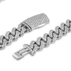 925 Silver 20.61CTW Lab Diamond 11MM Curb Cuban Link Chain 21" Mens Necklace 93.5gn