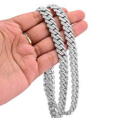 11MM 925 Sterling Silver 27.66CTW Lab Diamond Mens Snake Cuban Chain 21" Necklace 107gm