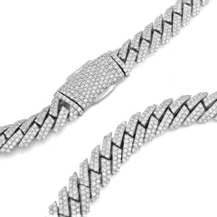 11MM 925 Sterling Silver 27.66CTW Lab Diamond Mens Snake Cuban Chain 21" Necklace 107gm