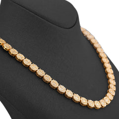 8MM 10k Yellow Gold 20CTW Natural Round/Baguette Diamond Flower Cluster Tennis 20" Chain 58.4gms Necklace