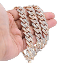 10MM 10k Rose Gold 8.60CTW Natural Diamond Snake Cuban Link Mens Chain 22" Necklace 118gms