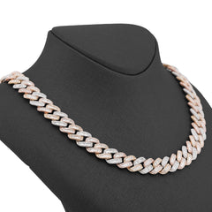 13MM 10k 3-Tone Gold 26CTW Natural Diamond Round/Baguette Chain Mens 22" Necklace 63.4gms