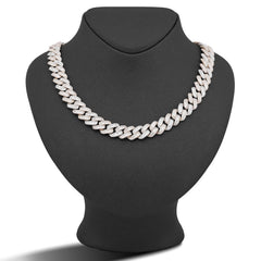13MM 10k 3-Tone Gold 26CTW Natural Diamond Round/Baguette Chain Mens 22" Necklace 63.4gms