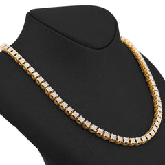 6MM 10k Yellow Gold 3.62CTW Natural Diamond Mens Tennis 20" Chain 51.2gms Necklace