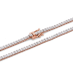 2.5MM 10k Rose Gold 0.78CTW Natural Diamond Illusion Tennis Chain 18" Necklace 21.2gms