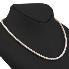 3MM 10k Yellow Gold 3CTW Natural Diamond Illusion Tennis Chain 20" Necklace 24.8gms