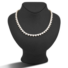7.5MM 10k Yellow Gold 6.81CTW Natural Diamond Heart Shape Baguette/Round 18" Womens Necklace 35.3gms Chain
