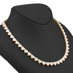 7.5MM 10k Yellow Gold 6.81CTW Natural Diamond Heart Shape Baguette/Round 18" Womens Necklace 35.3gms Chain