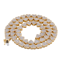 7.5MM 10k Yellow Gold 6.81CTW Natural Diamond Heart Shape Baguette/Round 18" Womens Necklace 35.3gms Chain
