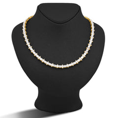 8MM 10k Yellow Gold 80CTW 75 Pointer Emerald/Marquise Solitaire Lab Diamond 24" Tennis Chain 54.6gms Necklace