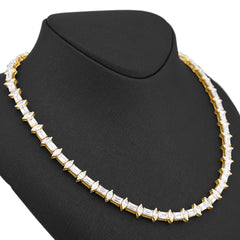 8MM 10k Yellow Gold 80CTW 75 Pointer Emerald/Marquise Solitaire Lab Diamond 24" Tennis Chain 54.6gms Necklace