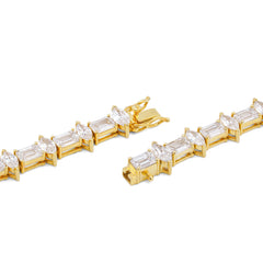 8MM 10k Yellow Gold 80CTW 75 Pointer Emerald/Marquise Solitaire Lab Diamond 24" Tennis Chain 54.6gms Necklace