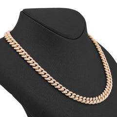 8MM 10k Yellow Gold 10.22CTW Natural Round/Baguette Diamond Cuban Link Chain 22" Mens Necklace 69.9gms