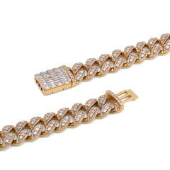8MM 10k Yellow Gold 10.22CTW Natural Round/Baguette Diamond Cuban Link Chain 22" Mens Necklace 69.9gms