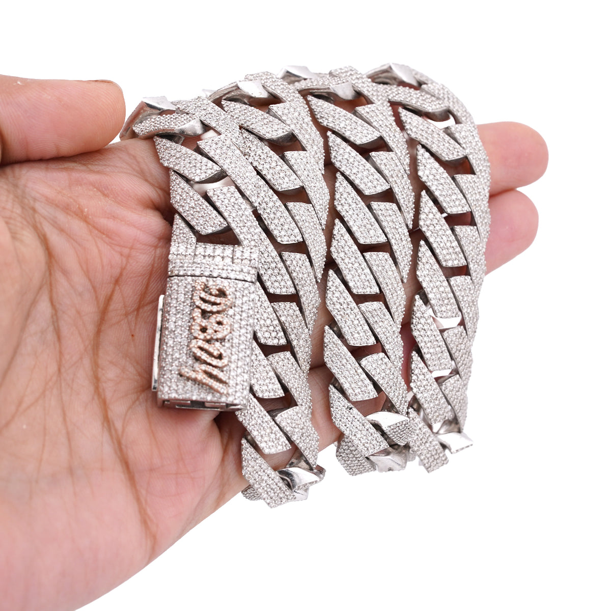 15MM 925 Sterling Silver 23CTW Natural Diamond Snake Cuban Link Chain 24" Mens Necklace 231.3gms
