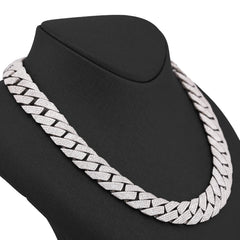 15MM 925 Sterling Silver 23CTW Natural Diamond Snake Cuban Link Chain 24" Mens Necklace 231.3gms