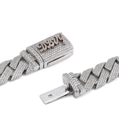 15MM 925 Sterling Silver 23CTW Natural Diamond Snake Cuban Link Chain 24" Mens Necklace 231.3gms
