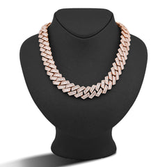 18MM 10k Rose Gold 34.92CTW Natural Baguette/Round Diamond Cuban Link Mens 22" Neckalce 306gms