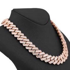 18MM 10k Rose Gold 34.92CTW Natural Baguette/Round Diamond Cuban Link Mens 22" Neckalce 306gms
