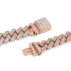 18MM 10k Rose Gold 34.92CTW Natural Baguette/Round Diamond Cuban Link Mens 22" Neckalce 306gms