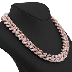 15MM 10k Rose Gold 60.58CTW Round Cuban link Natural Diamond Chain Mens 22" Neckalce 203gms