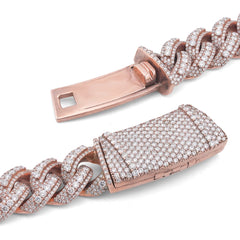 15MM 10k Rose Gold 60.58CTW Round Cuban link Natural Diamond Chain Mens 22" Neckalce 203gms