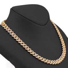 10MM 14k Yellow Gold 8.5CTW Natural Diamond Mens Box Cuban Link Chain 24" Necklace 49.7gms
