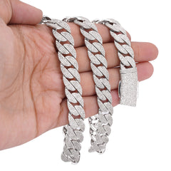 12MM 10k White Gold 18.9CTW Natural Diamond Round Cuban Link Mens Chain 22" Necklace 71.1gms