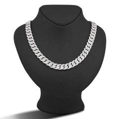 12MM 10k White Gold 18.9CTW Natural Diamond Round Cuban Link Mens Chain 22" Necklace 71.1gms