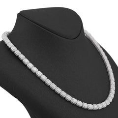 6MM 10k White Gold 10.17CTW Natural Round/Baguette Diamond Hexagon Shape 22" Tennis Chain 52.4gms