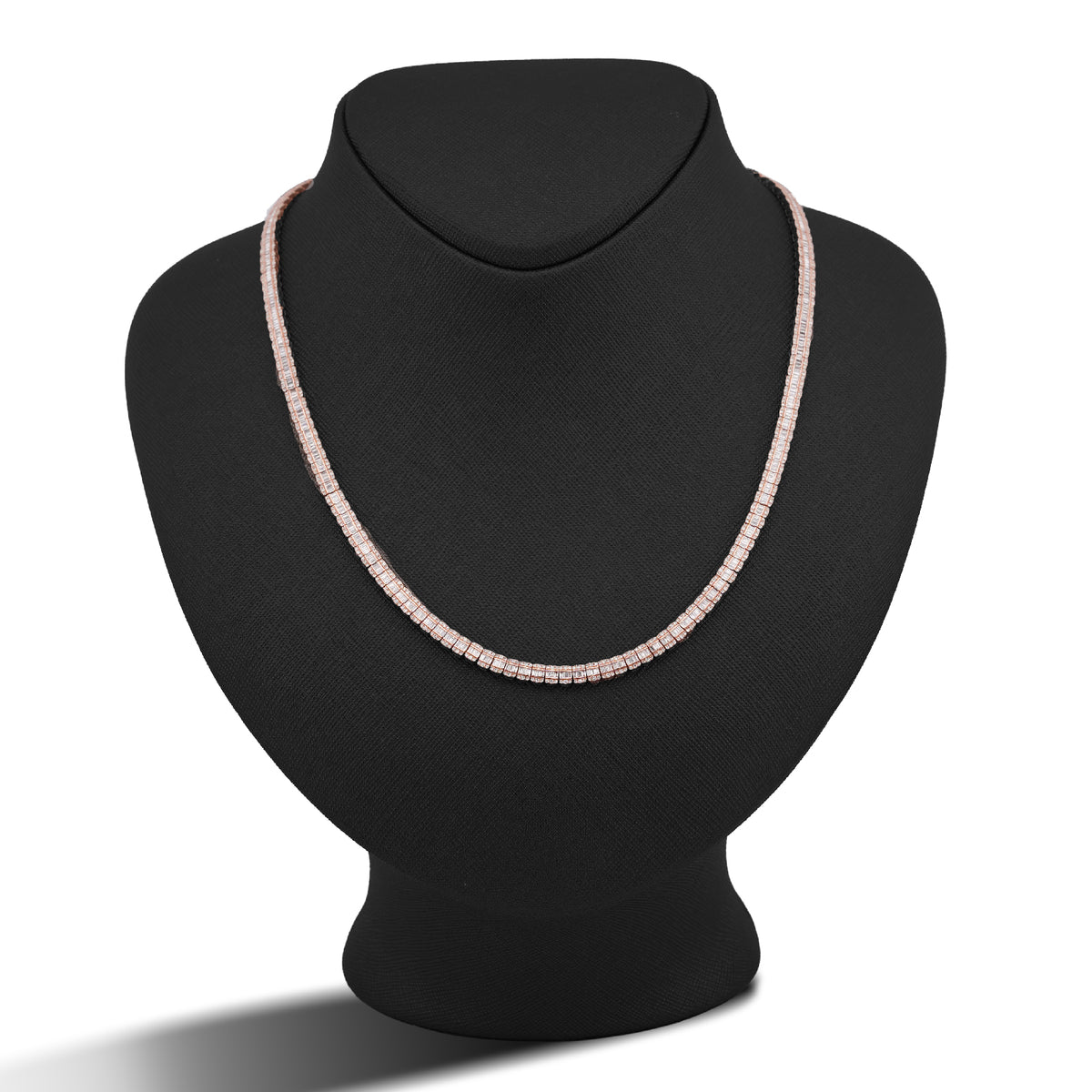4MM 10k Rose Gold 6.01CTW Natural Diamond Baguette Centre Row Tennis Chain 22" Necklace 28.1gms