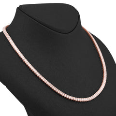 4MM 10k Rose Gold 6.01CTW Natural Diamond Baguette Centre Row Tennis Chain 22" Necklace 28.1gms