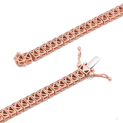 4MM 10k Rose Gold 6.01CTW Natural Diamond Baguette Centre Row Tennis Chain 22" Necklace 28.1gms