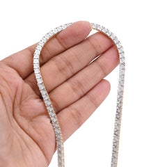3.3MM 10k Yellow Gold 1.71CTW Natural Diamond 22" Illusion Tennis Chain 34.5gms Necklace