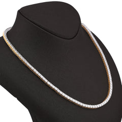 3.3MM 10k Yellow Gold 1.71CTW Natural Diamond 22" Illusion Tennis Chain 34.5gms Necklace