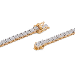 3.3MM 10k Yellow Gold 1.71CTW Natural Diamond 22" Illusion Tennis Chain 34.5gms Necklace