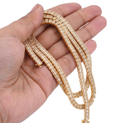 4MM 10k Yellow Gold 6.5CTW Centre Row Baguette Natural Diamond Tennis Chain 22" 29.7gms Necklace