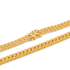 4MM 10k Yellow Gold 6.5CTW Centre Row Baguette Natural Diamond Tennis Chain 22" 29.7gms Necklace