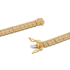 4MM 10k Yellow Gold 6.5CTW Centre Row Baguette Natural Diamond Tennis Chain 22" 29.7gms Necklace